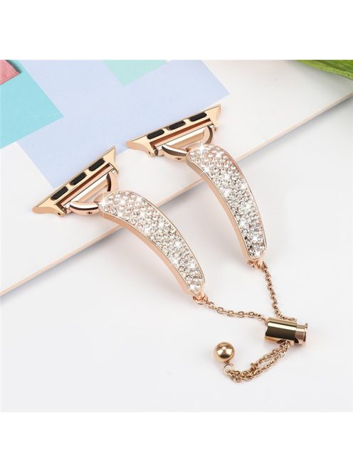 For Apple Watch Series 10 42mm / 9 8 7 41mm / 6 5 4 SE (2023) SE (2022) SE 40mm / 3 2 1 38mm Watch Band Drawstring Style Lock - Rose Gold