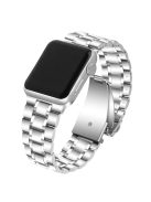 For Apple Watch Series 10 42mm / 9 8 7 41mm / 6 5 4 SE SE (2022) SE (2023) 40mm / 3 2 1 38mm 5 Beads Stainless Steel Double Buckles Design Smart Watch Band Replacement Strap - Silver