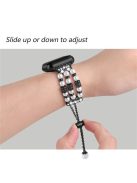 For Apple Watch Series 10 42mm / 9 8 7 41mm / 6 5 4 SE SE (2022) SE (2023) 40mm / 3 2 1 38mm Adjustable Watch Band Pearl Bracelet Replacement Stretch Strap - Black