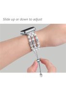 For Apple Watch Series 10 42mm / 9 8 7 41mm / 6 5 4 SE SE (2022) SE (2023) 40mm / 3 2 1 38mm Adjustable Watch Band Pearl Bracelet Replacement Stretch Strap - Silver