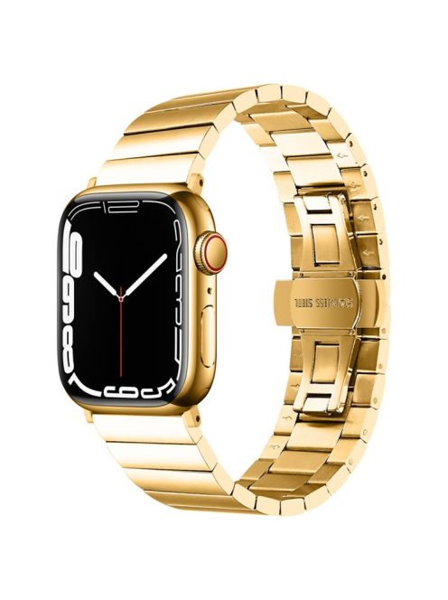 For Apple Watch Series 10 42mm / 9 8 7 41mm / 6 5 4 SE SE (2022) SE (2023) 40mm / 3 2 1 38mm Anti-Scratch Stainless Steel Buckle Design Smart Watch Band Wrist Strap - Gold