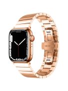 For Apple Watch Series 10 42mm / 9 8 7 41mm / 6 5 4 SE SE (2022) SE (2023) 40mm / 3 2 1 38mm Anti-Scratch Stainless Steel Buckle Design Smart Watch Band Wrist Strap - Rose Gold