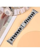 For Apple Watch Series 10 42mm / 9 8 7 41mm / 6 5 4 SE SE (2022) SE (2023) 40mm / 3 2 1 38mm Anti-Scratch Stainless Steel Resin Watch Band Rhinestone Decor Stylish Wrist Strap - Silver / Black