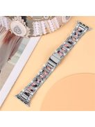 For Apple Watch Series 10 42mm / 9 8 7 41mm / 6 5 4 SE SE (2022) SE (2023) 40mm / 3 2 1 38mm Anti-Scratch Stainless Steel Resin Watch Band Rhinestone Decor Stylish Wrist Strap - Silver / Black Pink Mix