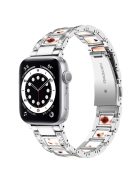 For Apple Watch Series 10 42mm / 9 8 7 41mm / 6 5 4 SE SE (2022) SE (2023) 40mm / 3 2 1 38mm Anti-Scratch Stainless Steel Resin Watch Band Rhinestone Decor Stylish Wrist Strap - Silver / Nougat Pattern