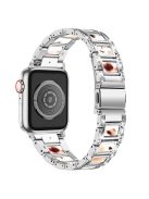 For Apple Watch Series 10 42mm / 9 8 7 41mm / 6 5 4 SE SE (2022) SE (2023) 40mm / 3 2 1 38mm Anti-Scratch Stainless Steel Resin Watch Band Rhinestone Decor Stylish Wrist Strap - Silver / Nougat Pattern