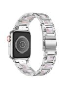 For Apple Watch Series 10 42mm / 9 8 7 41mm / 6 5 4 SE SE (2022) SE (2023) 40mm / 3 2 1 38mm Anti-Scratch Stainless Steel Resin Watch Band Rhinestone Decor Stylish Wrist Strap - Silver / Pink Mix