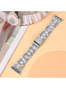 For Apple Watch Series 10 42mm / 9 8 7 41mm / 6 5 4 SE SE (2022) SE (2023) 40mm / 3 2 1 38mm Anti-Scratch Stainless Steel Resin Watch Band Rhinestone Decor Stylish Wrist Strap - Silver / Pink Mix