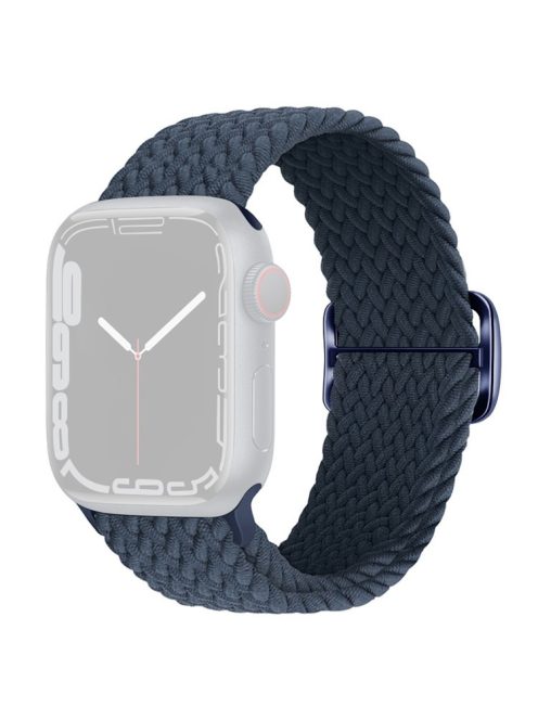 For Apple Watch Series 10 42mm / 9 8 7 41mm / 6 5 4 SE SE (2022) SE (2023) 40mm / 3 2 1 38mm Braided Stretchy Band Adjustable Elastic Soft Wristband Replacement - Dark Blue