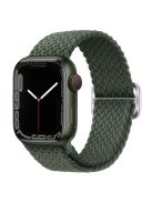 For Apple Watch Series 10 42mm / 9 8 7 41mm / 6 5 4 SE SE (2022) SE (2023) 40mm / 3 2 1 38mm Braided Stretchy Band Adjustable Elastic Soft Wristband Replacement - Dark Olive Green