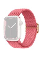 For Apple Watch Series 10 42mm / 9 8 7 41mm / 6 5 4 SE SE (2022) SE (2023) 40mm / 3 2 1 38mm Braided Stretchy Band Adjustable Elastic Soft Wristband Replacement - Pink