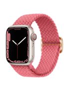 For Apple Watch Series 10 42mm / 9 8 7 41mm / 6 5 4 SE SE (2022) SE (2023) 40mm / 3 2 1 38mm Braided Stretchy Band Adjustable Elastic Soft Wristband Replacement - Pink