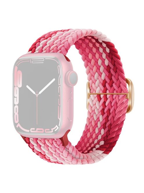 For Apple Watch Series 10 42mm / 9 8 7 41mm / 6 5 4 SE SE (2022) SE (2023) 40mm / 3 2 1 38mm Braided Stretchy Band Adjustable Elastic Soft Wristband Replacement - Strawberry Red