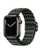 For Apple Watch Series 10 42mm / 9 8 7 41mm / 6 5 4 SE SE (2022) SE (2023) 40mm / 3 2 1 38mm Braided Stretchy Band Adjustable Elastic Soft Wristband Replacement - W-Shape Black / Green