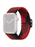 For Apple Watch Series 10 42mm / 9 8 7 41mm / 6 5 4 SE SE (2022) SE (2023) 40mm / 3 2 1 38mm Braided Stretchy Band Adjustable Elastic Soft Wristband Replacement - Z-Shape Black / Red