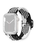 For Apple Watch Series 10 42mm / 9 8 7 41mm / 6 5 4 SE SE (2022) SE (2023) 40mm / 3 2 1 38mm Braided Stretchy Band Adjustable Elastic Soft Wristband Replacement - Z-Shape Black / White