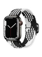 For Apple Watch Series 10 42mm / 9 8 7 41mm / 6 5 4 SE SE (2022) SE (2023) 40mm / 3 2 1 38mm Braided Stretchy Band Adjustable Elastic Soft Wristband Replacement - Z-Shape Black / White