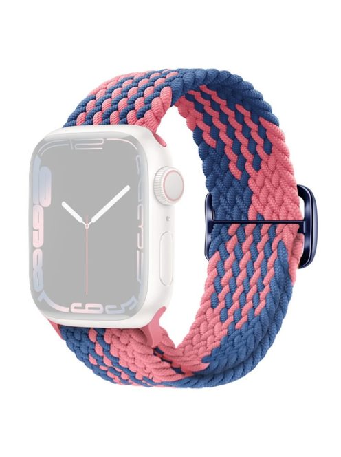 For Apple Watch Series 10 42mm / 9 8 7 41mm / 6 5 4 SE SE (2022) SE (2023) 40mm / 3 2 1 38mm Braided Stretchy Band Adjustable Elastic Soft Wristband Replacement - Z-Shape Blue / Pink