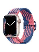 For Apple Watch Series 10 42mm / 9 8 7 41mm / 6 5 4 SE SE (2022) SE (2023) 40mm / 3 2 1 38mm Braided Stretchy Band Adjustable Elastic Soft Wristband Replacement - Z-Shape Blue / Pink