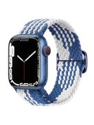 For Apple Watch Series 10 42mm / 9 8 7 41mm / 6 5 4 SE SE (2022) SE (2023) 40mm / 3 2 1 38mm Braided Stretchy Band Adjustable Elastic Soft Wristband Replacement - Z-Shape Blue / White