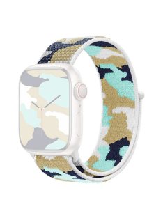   For Apple Watch Series 10 42mm / 9 8 7 41mm / 6 5 4 SE SE (2022) SE (2023) 40mm / 3 2 1 38mm Camouflage Nylon Watch Strap Replacement Adjustable Wrist Band - Cyan