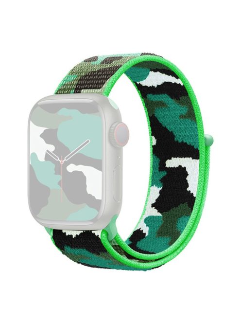 For Apple Watch Series 10 42mm / 9 8 7 41mm / 6 5 4 SE SE (2022) SE (2023) 40mm / 3 2 1 38mm Camouflage Nylon Watch Strap Replacement Adjustable Wrist Band - Dark Green