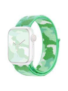   For Apple Watch Series 10 42mm / 9 8 7 41mm / 6 5 4 SE SE (2022) SE (2023) 40mm / 3 2 1 38mm Camouflage Nylon Watch Strap Replacement Adjustable Wrist Band - Light Green