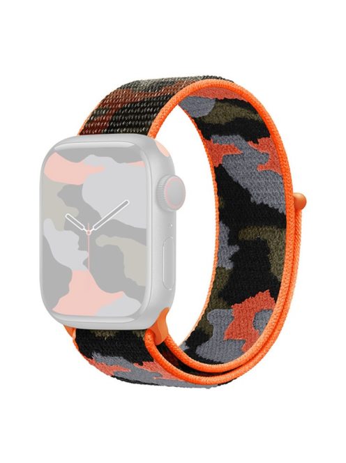 For Apple Watch Series 10 42mm / 9 8 7 41mm / 6 5 4 SE SE (2022) SE (2023) 40mm / 3 2 1 38mm Camouflage Nylon Watch Strap Replacement Adjustable Wrist Band - Orange