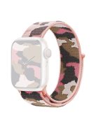 For Apple Watch Series 10 42mm / 9 8 7 41mm / 6 5 4 SE SE (2022) SE (2023) 40mm / 3 2 1 38mm Camouflage Nylon Watch Strap Replacement Adjustable Wrist Band - Pink