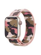 For Apple Watch Series 10 42mm / 9 8 7 41mm / 6 5 4 SE SE (2022) SE (2023) 40mm / 3 2 1 38mm Camouflage Nylon Watch Strap Replacement Adjustable Wrist Band - Pink