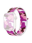 For Apple Watch Series 10 42mm / 9 8 7 41mm / 6 5 4 SE SE (2022) SE (2023) 40mm / 3 2 1 38mm Camouflage Nylon Watch Strap Replacement Adjustable Wrist Band - Purple