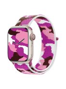 For Apple Watch Series 10 42mm / 9 8 7 41mm / 6 5 4 SE SE (2022) SE (2023) 40mm / 3 2 1 38mm Camouflage Nylon Watch Strap Replacement Adjustable Wrist Band - Purple