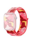 For Apple Watch Series 10 42mm / 9 8 7 41mm / 6 5 4 SE SE (2022) SE (2023) 40mm / 3 2 1 38mm Camouflage Nylon Watch Strap Replacement Adjustable Wrist Band - Red