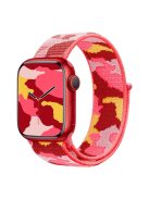 For Apple Watch Series 10 42mm / 9 8 7 41mm / 6 5 4 SE SE (2022) SE (2023) 40mm / 3 2 1 38mm Camouflage Nylon Watch Strap Replacement Adjustable Wrist Band - Red