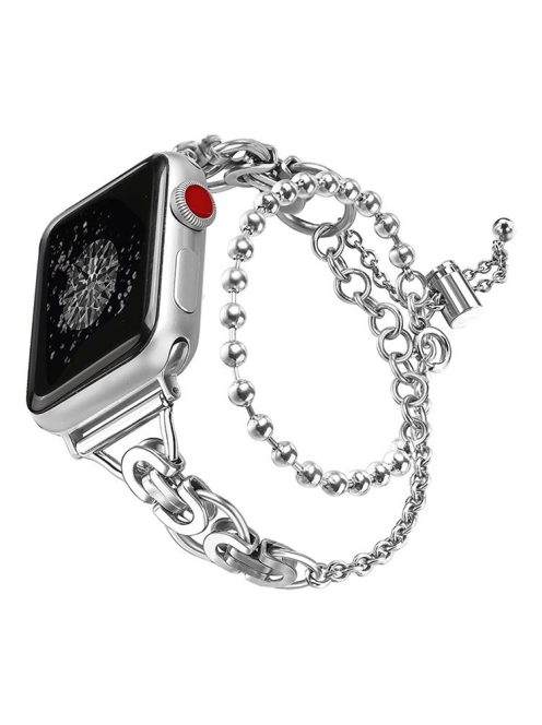 For Apple Watch Series 10 42mm / 9 8 7 41mm / 6 5 4 SE SE (2022) SE (2023) 40mm / 3 2 1 38mm Double Circle Stylish Stainless Steel Hollow Out Watch Strap