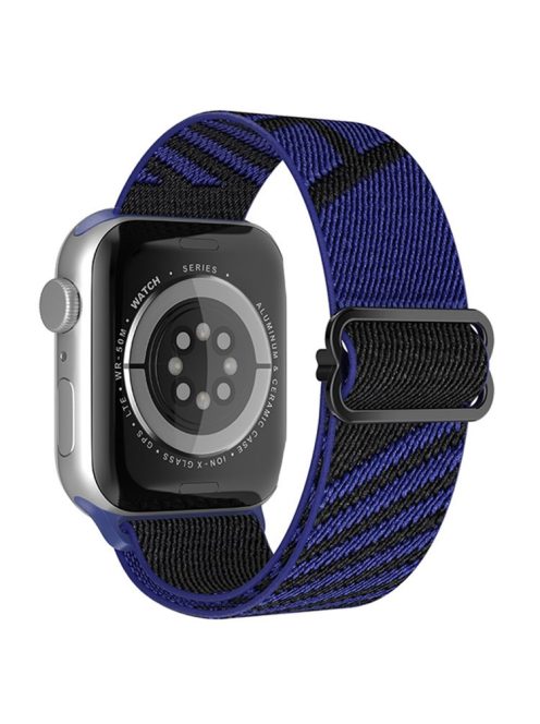 For Apple Watch Series 10 42mm / 9 8 7 41mm / 6 5 4 SE SE (2022) SE (2023) 40mm / 3 2 1 38mm Dual Color Nylon Watch Band Adjustable Wrist Strap Replacement - Blue / Black