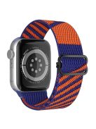 For Apple Watch Series 10 42mm / 9 8 7 41mm / 6 5 4 SE SE (2022) SE (2023) 40mm / 3 2 1 38mm Dual Color Nylon Watch Band Adjustable Wrist Strap Replacement - Blue / Orange