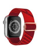 For Apple Watch Series 10 42mm / 9 8 7 41mm / 6 5 4 SE SE (2022) SE (2023) 40mm / 3 2 1 38mm Dual Color Nylon Watch Band Adjustable Wrist Strap Replacement - Dark Red / Red