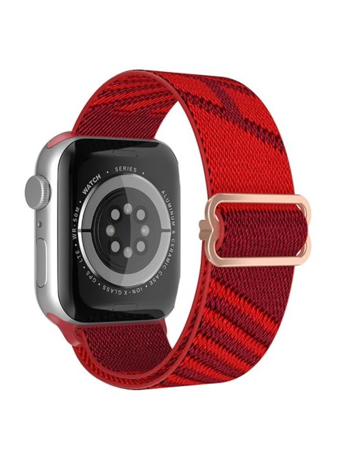 For Apple Watch Series 10 42mm / 9 8 7 41mm / 6 5 4 SE SE (2022) SE (2023) 40mm / 3 2 1 38mm Dual Color Nylon Watch Band Adjustable Wrist Strap Replacement - Dark Red / Red