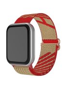 For Apple Watch Series 10 42mm / 9 8 7 41mm / 6 5 4 SE SE (2022) SE (2023) 40mm / 3 2 1 38mm Dual Color Nylon Watch Band Adjustable Wrist Strap Replacement - Khaki / Red