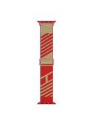 For Apple Watch Series 10 42mm / 9 8 7 41mm / 6 5 4 SE SE (2022) SE (2023) 40mm / 3 2 1 38mm Dual Color Nylon Watch Band Adjustable Wrist Strap Replacement - Khaki / Red