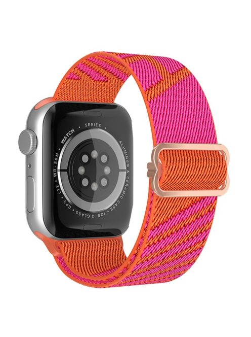 For Apple Watch Series 10 42mm / 9 8 7 41mm / 6 5 4 SE SE (2022) SE (2023) 40mm / 3 2 1 38mm Dual Color Nylon Watch Band Adjustable Wrist Strap Replacement - Rose / Orange