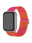 For Apple Watch Series 10 42mm / 9 8 7 41mm / 6 5 4 SE SE (2022) SE (2023) 40mm / 3 2 1 38mm Dual Color Nylon Watch Band Adjustable Wrist Strap Replacement - Rose / Orange