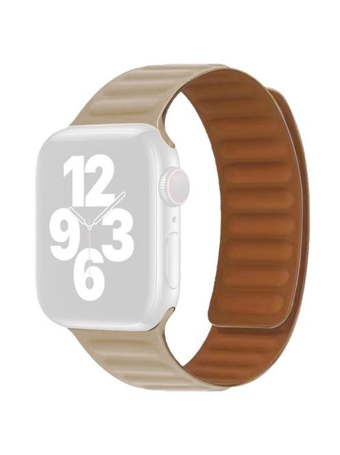 For Apple Watch Series 10 42mm / 9 8 7 41mm / 6 5 4 SE SE (2022) SE (2023) 40mm / 3 2 1 38mm Dual Color Silicone Watch Strap Magnetic Adjustable Wrist Band - Khaki