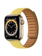 For Apple Watch Series 10 42mm / 9 8 7 41mm / 6 5 4 SE SE (2022) SE (2023) 40mm / 3 2 1 38mm Dual Color Silicone Watch Strap Magnetic Adjustable Wrist Band - Light Yellow