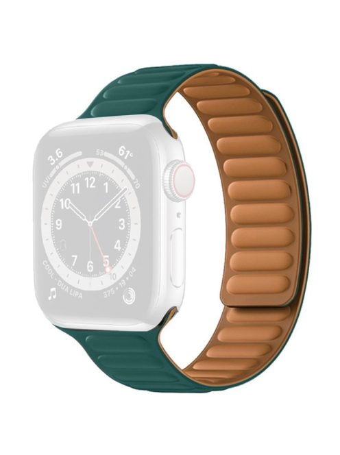 For Apple Watch Series 10 42mm / 9 8 7 41mm / 6 5 4 SE SE (2022) SE (2023) 40mm / 3 2 1 38mm Dual Color Silicone Watch Strap Magnetic Adjustable Wrist Band - Peacock Green