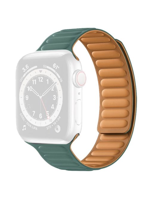 For Apple Watch Series 10 42mm / 9 8 7 41mm / 6 5 4 SE SE (2022) SE (2023) 40mm / 3 2 1 38mm Dual Color Silicone Watch Strap Magnetic Adjustable Wrist Band - Pine Needle Green