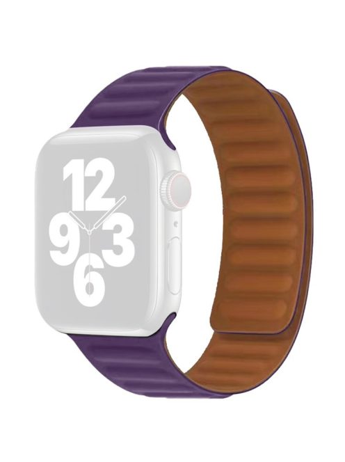 For Apple Watch Series 10 42mm / 9 8 7 41mm / 6 5 4 SE SE (2022) SE (2023) 40mm / 3 2 1 38mm Dual Color Silicone Watch Strap Magnetic Adjustable Wrist Band - Purple