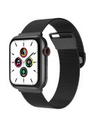 For Apple Watch Series 10 42mm / 9 8 7 41mm / 6 5 4 SE SE (2022) SE (2023) 40mm / 3 2 1 38mm Dual Magnetic Clasp Milanese Metal Strap Replacement Watch Band - Black