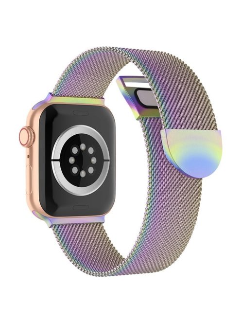 For Apple Watch Series 10 42mm / 9 8 7 41mm / 6 5 4 SE SE (2022) SE (2023) 40mm / 3 2 1 38mm Dual Magnetic Clasp Milanese Metal Strap Replacement Watch Band - Colorful